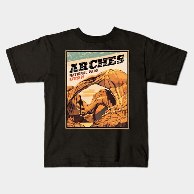 Arches National Park Outdoor Vintage Kids T-Shirt by MarkusShirts